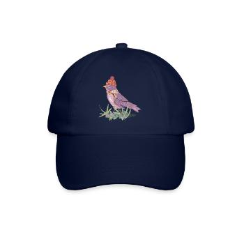 Vogel mit Bommelmütze und Schal in Winter Stimmung - Baseballkappe - Blau/Blau - Vorne