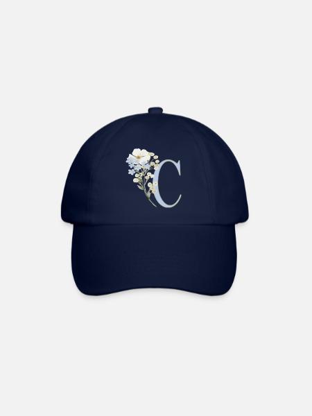 Buchstabe C mit floralem Motiv - Baseballkappe - Blau/Blau