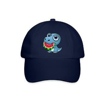 T-Rex Dinosaur with Melon Summer Cartoon - Baseball Cap - blue/blue - Front