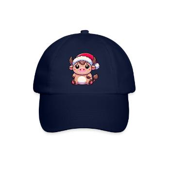 Süße Chibi Weihnachtskuh Cartoon Design - Baseballkappe - Blau/Blau - Vorne
