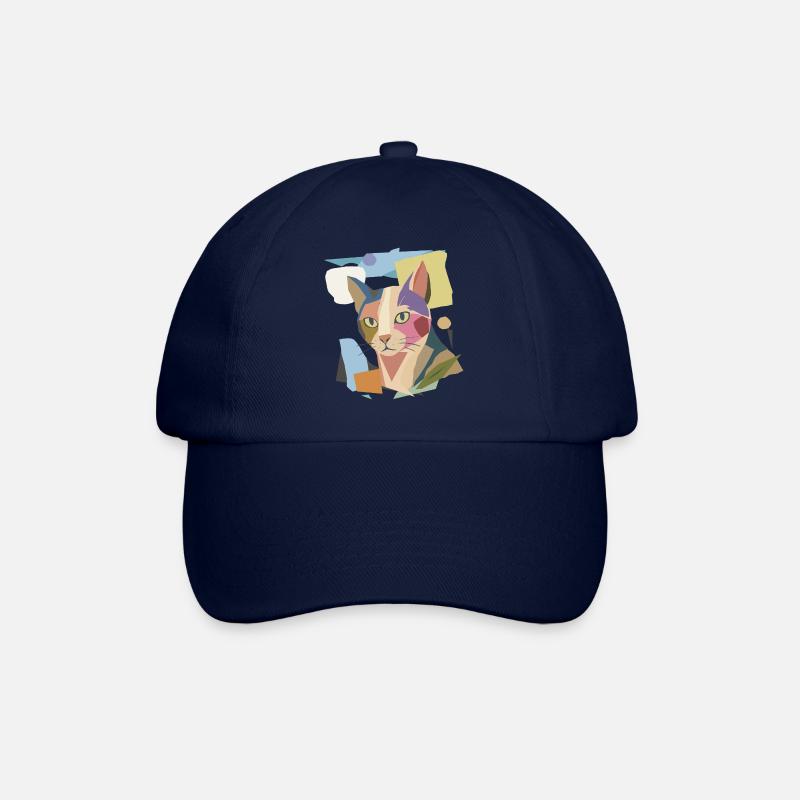 Abstrakte Katze im modernen Farbblock-Design - Baseballkappe - Blau/Blau