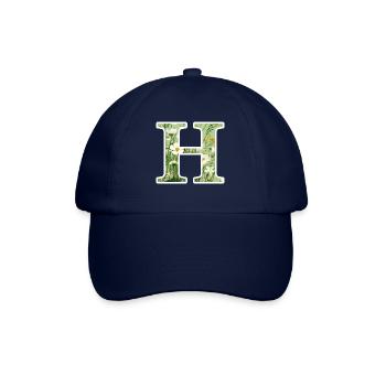 Letter H, Monogram, Floral Pattern - Baseball Cap - blue/blue - Front