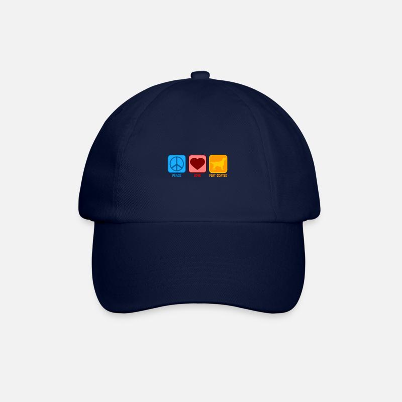 Flat Coated Retriever Peace Love Spruch Retro - Baseballkappe - Blau/Blau
