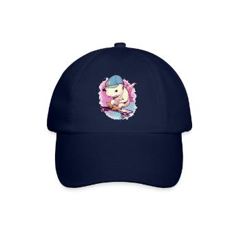 Axolotl auf seinem Skateboard - Baseballkappe - Blau/Blau - Vorne