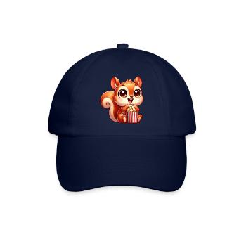 Süßes Eichhörnchen mit Popcorn Cartoon - Baseballkappe - Blau/Blau - Vorne