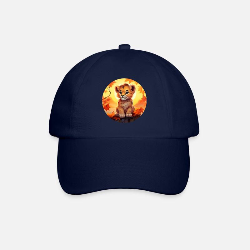 Lionceau dans le feuillage d’automne - Coucher de soleil romantique desi - Casquette classique - bleu/bleu
