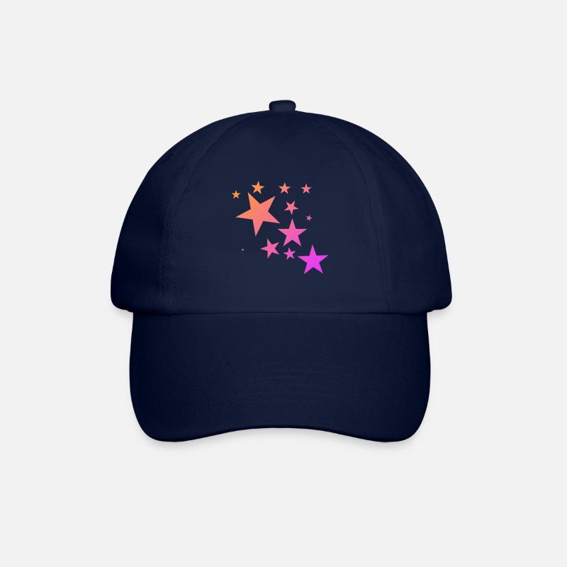 Pink Orange Colorful Star Star Carpet Pattern - Baseball Cap - blue/blue