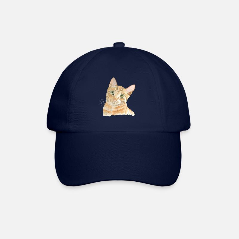 rote Katze - Baseballkappe - Blau/Blau