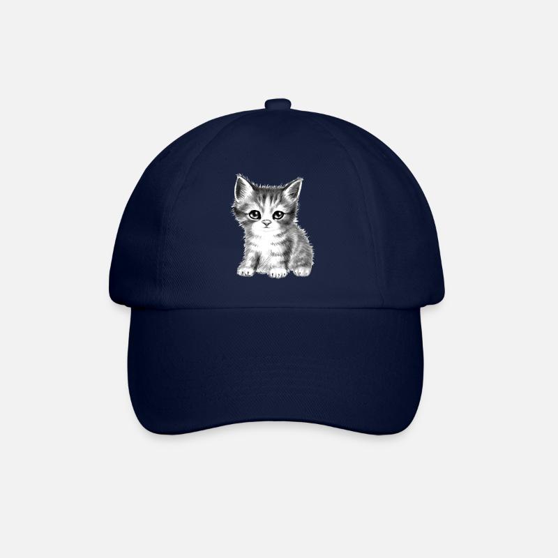 chat chaton mignon noir et blanc doux moelleux - Casquette classique - bleu/bleu