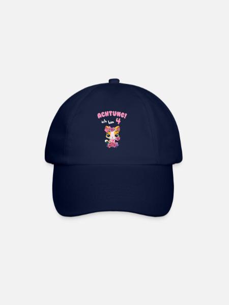 Kindergeburtstag Shirt 4 Jahre Kätzchen Geschenk K - Baseballkappe - Blau/Blau