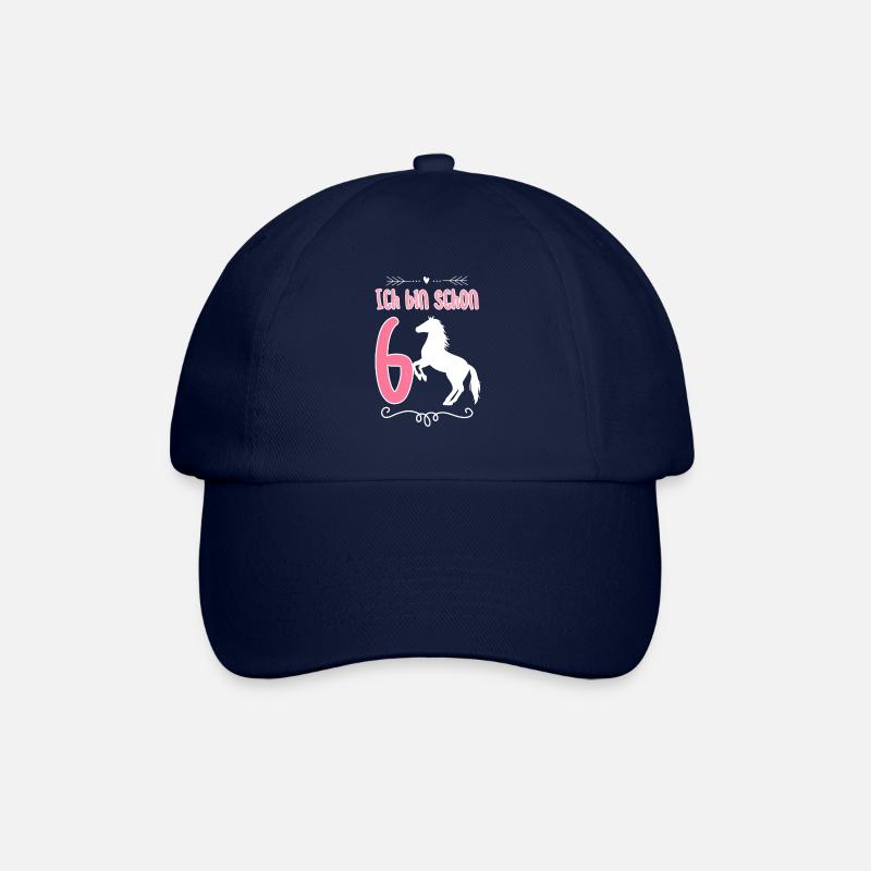 Pferde Geburtstagsshirt 6 Jahre Mädchen - Baseballkappe - Blau/Blau