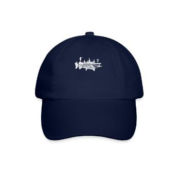 Moschus-Angelscheiben-Golf-Shirt - Muskie Fishing Shi - Baseballkappe - Blau/Blau - Vorne