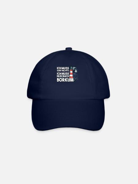 Ich muss garnichts ich muss nur nach Borkum - Baseballkappe - Blau/Blau