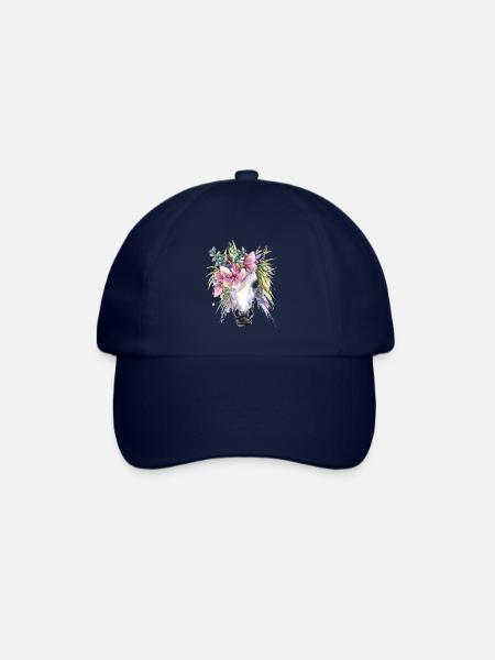 horse unicorn flowers - Baseball Cap - blue/blue