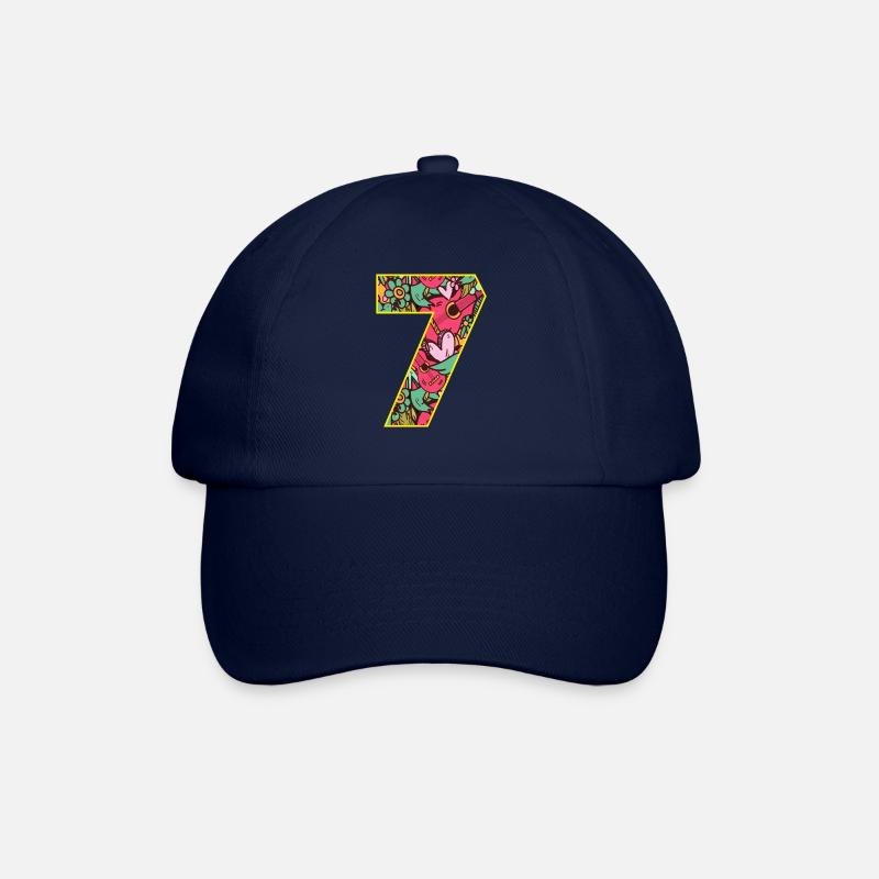 Zahl 7 Blüten - Baseballkappe - Blau/Blau