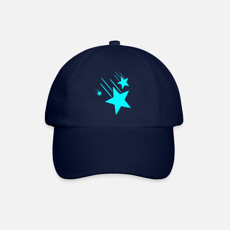 3 Türkisfarbende Sterne - Baseballkappe - Blau/Blau