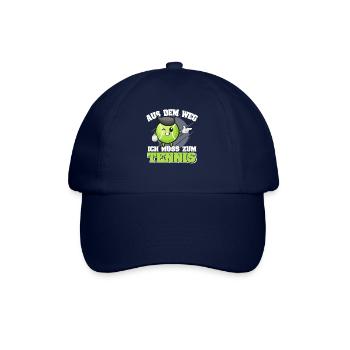 Lustiger Tennisspieler Cartoon ich muss zum Tennis - Baseballkappe - Blau/Blau - Vorne