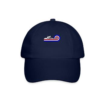 Retro Curling Design with Curler Silhouette - Baseballkappe - Blau/Blau - Vorne