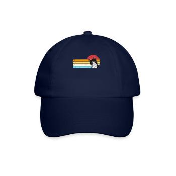 Tuxedo Katze Retro Sonnenuntergang Vintage Cat Lad - Baseballkappe - Blau/Blau - Vorne