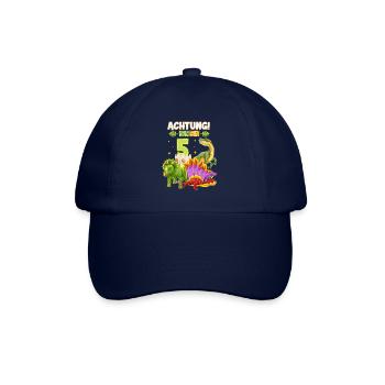 5 Jahre Alt Geburtstag Dino Motiv Junge Dinosaurie - Baseballkappe - Blau/Blau - Vorne