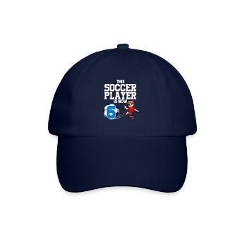 Soccer Player Is Now 6 Boy Soccer Birthday - Baseball Cap - blue/blue - Front