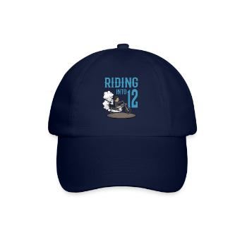 Motorcyclist Riding Into 12 Motorcycle Birthday - Baseball Cap - blue/blue - Front