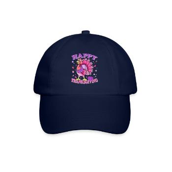 Female Turkey Happy Thanksgiving - Baseball Cap - blue/blue - Front