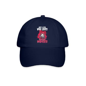Just a Girl who loves Horror Movies - Baseballkappe - Blau/Blau - Vorne
