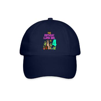 Llama Girl 4th Birthday Party Alpaca - Baseball Cap - blue/blue - Front