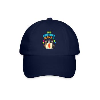 Llama Girl 4th Birthday Party Alpaca - Baseball Cap - blue/blue - Front