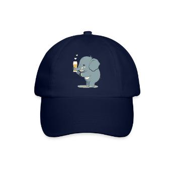 Cute elephant drinks a big glass of beer - Baseball Cap - blue/blue - Front