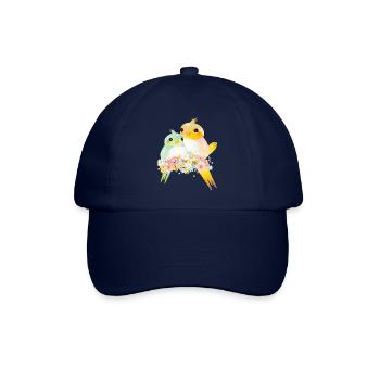 Deux canaris arrondis dans une splendeur de fleurs - Casquette classique - bleu/bleu - Devant