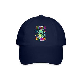 Dino Tschüss Kindergarten: Einschulung 1. Klasse - Baseballkappe - Blau/Blau - Vorne