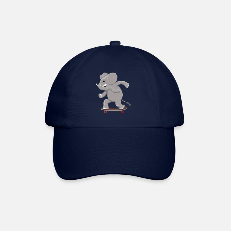 Elefant auf Skateboard - Baseballkappe - Blau/Blau