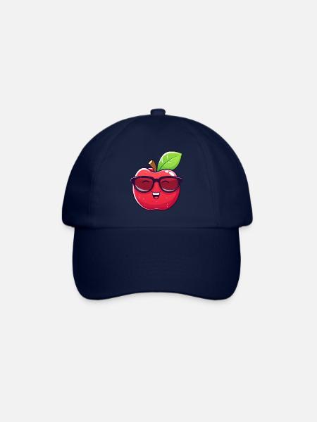 Cooler Kawaii Apfel mit Sonnenbrille Nerdiges - Baseballkappe - Blau/Blau
