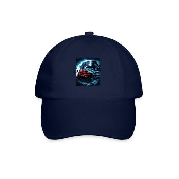 America fish under Moon with American Flag - Baseball Cap - blue/blue - Front