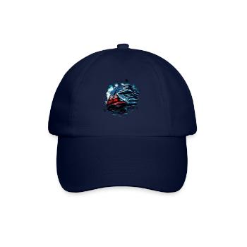 America fish under Moon with American Flag - Baseball Cap - blue/blue - Front