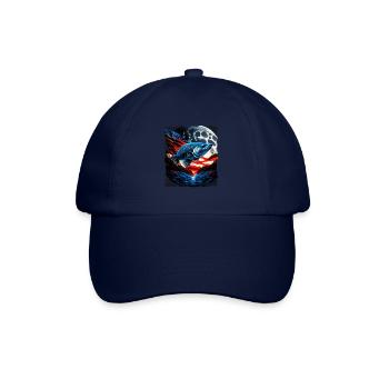 America fish under Moon with American Flag - Baseball Cap - blue/blue - Front