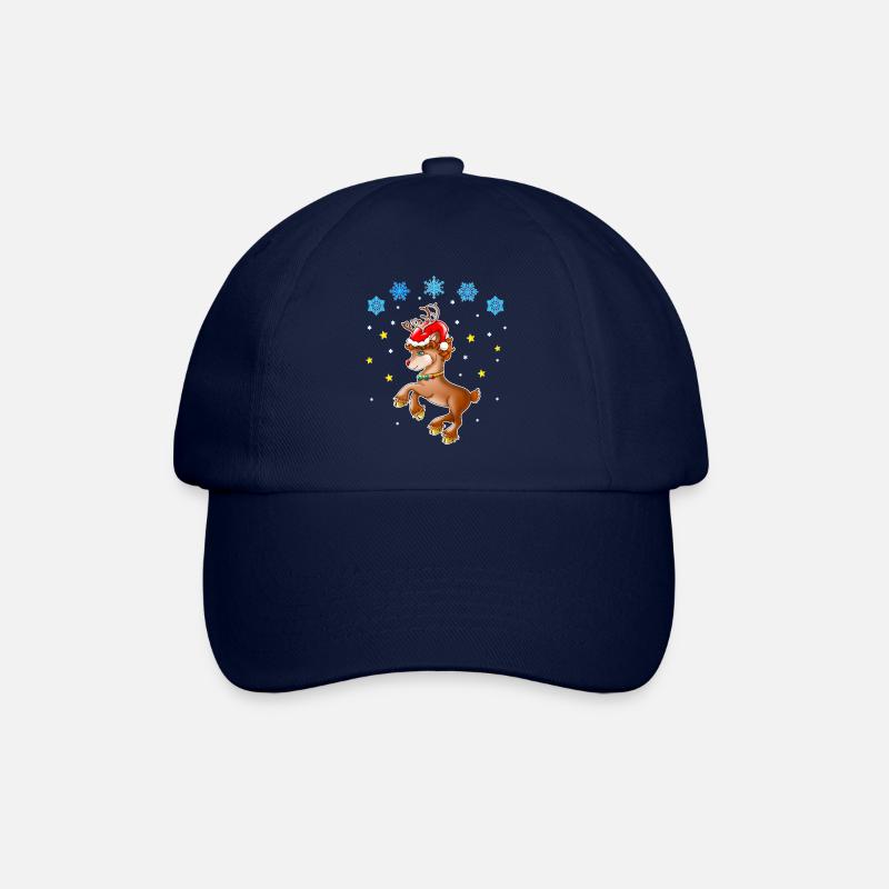 Rentier Rudolf mit Nikolausmütze - Baseballkappe - Blau/Blau