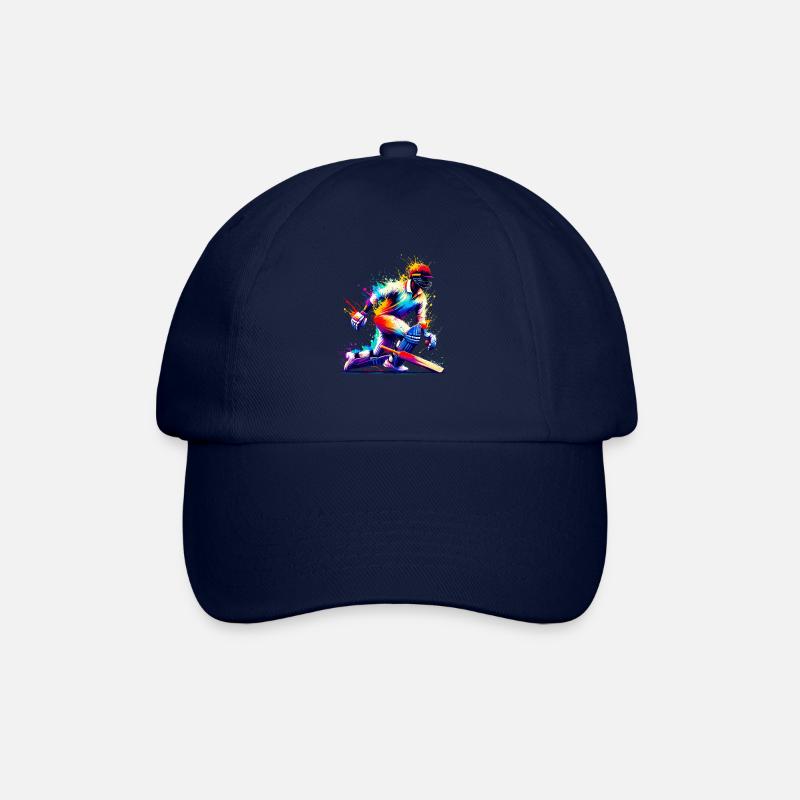 Colorful Splash Art Cricketer Batsman Cricket - Baseball Cap - blue/blue