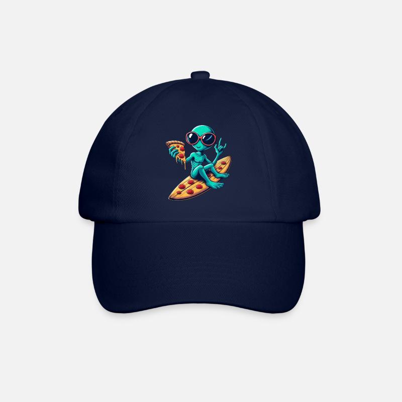 Alien außerirdischer surfer surfen pizza - Baseballkappe - Blau/Blau