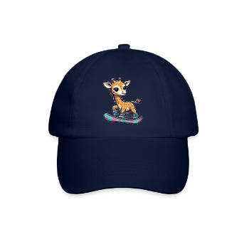 Snowboarding Giraffe, Winter Sports Animal - Baseballkappe - Blau/Blau - Vorne