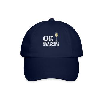 OK But First Alcohol T-Shirt - Funny Drinking Cool - Baseball Cap - blue/blue - Front