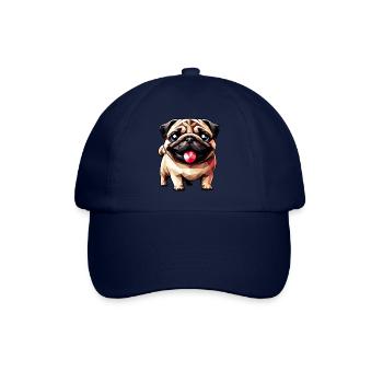 Geometrischer Mops: Polygon-Kunstwerk - Baseballkappe - Blau/Blau - Vorne