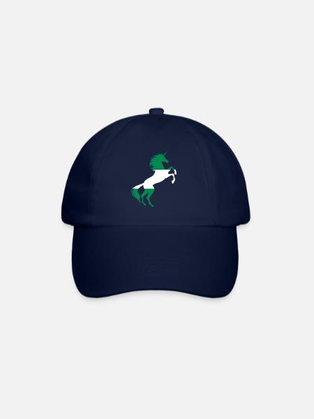 Einhorn Nigeria Flagge Shirt Magisches Einhorn Nigeria - Baseballkappe - Blau/Blau
