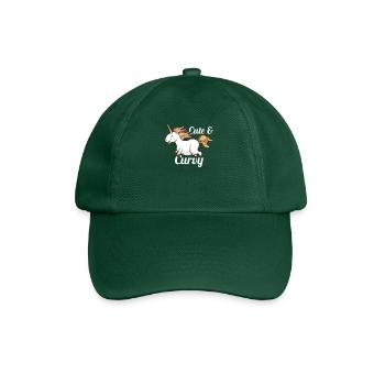 Niedliches und kurviges Einhorn-T-Shirt - Lustiges molliges Mädchen - Baseballkappe - Flaschengrün - Vorne