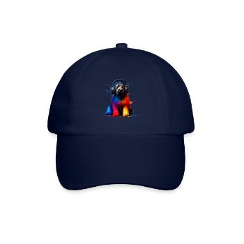Colorful Splash Art Headphones Briard Briards - Baseball Cap - blue/blue - Front