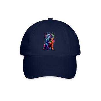 Bunte Splash Art Kopfhörer Cane Corso Italienisch - Baseballkappe - Blau/Blau - Vorne