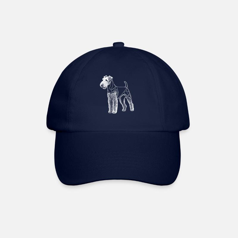 Geometrische Strichkunst Airedale Terrier Bingley - Baseballkappe - Blau/Blau