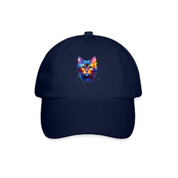 Bunte Splash Art Bengalische Katze - Baseballkappe - Blau/Blau - Vorne